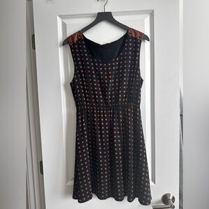 Mine Black and Brown Patterned Mini Dress Summer